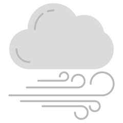 Editable design icon of windy cloud 