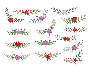 Set of flowers ornament flat design illustration