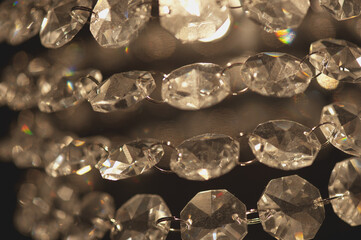 Close-up of shining crystals in chain