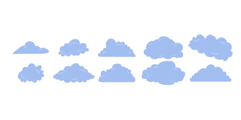 Clouds silhouettes. Collection of various forms. Design elements for the weather forecast, meteorology, web interface or cloud storage applications.