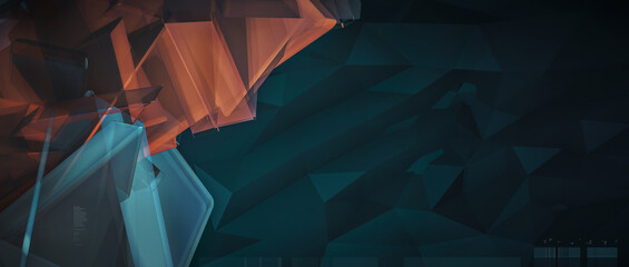 Artistic 3D graphic shapes background, with a futuristic aesthetic. Custom, technology rendering template, ideal also as a pc monitor wallpaper