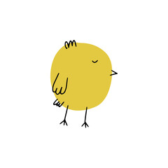 Chick. Cute little farm bird. Funny easter animal. Kids vector illustration.