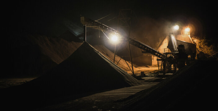 Heap of sand at night in London