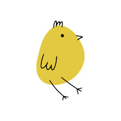 Chick. Cute little farm bird. Funny easter animal. Kids vector illustration.