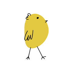 Chick. Cute little farm bird. Funny easter animal. Kids vector illustration.