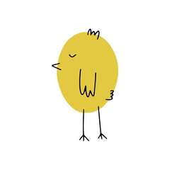 Chick. Cute little farm bird. Funny easter animal. Kids vector illustration.