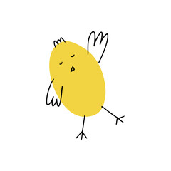 Chick. Cute little farm bird. Funny easter animal. Kids vector illustration.