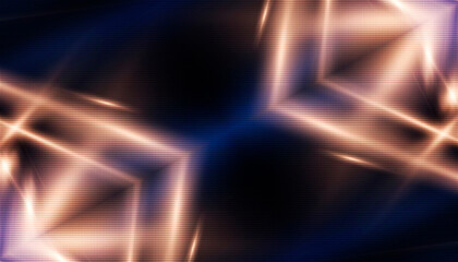 Dark blue neon light with rays of gold abstract night empty scene. The effects of light in the dark. 