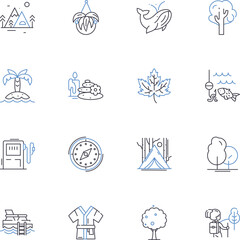 Rainbow waterfall line icons collection. Spectacular, Natural, Multicolored, Enchanting, Majestic, Extravagant, Breathtaking vector and linear illustration. Unique,Dazzling,Radiant Generative AI