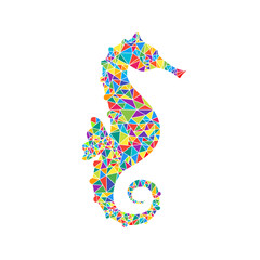 Colorful hand drawn vector seahorse