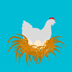 Hen and egg farm illustration vector