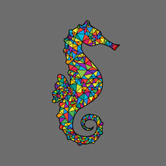 Seahorse vector lineart and colorful