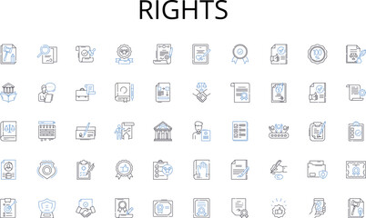 Rights line icons collection. Harvest, Cultivate, Irrigate, Fertilize, Tillage, Livestock, Agribusiness vector and linear illustration. Crops,Sow,Organic outline signs set Generative AI