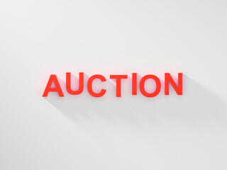 Auction text word banner red letters