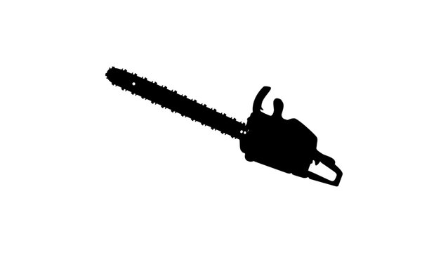 black chainsaw silhouette on white background clip art preview