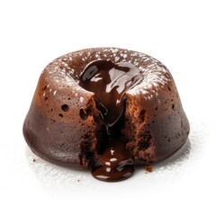 Chocolate Lava Cake Isolated on White. Generative AI
