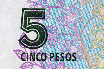 High resolution Argentine banknote watermark  (5 pesos)