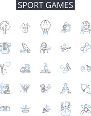 Sport games line icons collection. Insight, Vision, Unconventional, Unique, Inventive, Innovative, Radical vector and linear illustration. Different,Creative,New outline signs set Generative AI