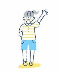 笑顔で手を振る女の子