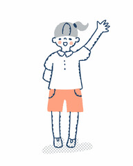 笑顔で手を振る女の子