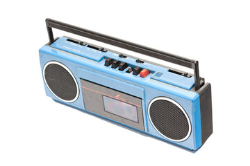 Old portable stereo cassette recorder.