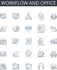 Workflow and office line icons collection. Business and commerce, Creativity and imagination, Efficiency and productivity, Marketing and advertising, Digital and technology, Education Generative AI
