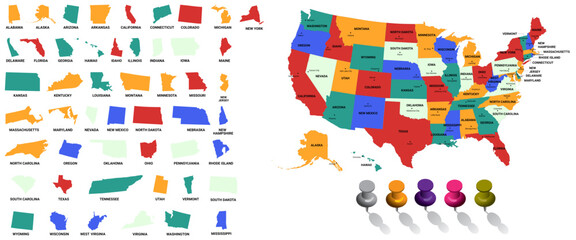Obraz premium USA Map divided signed state 