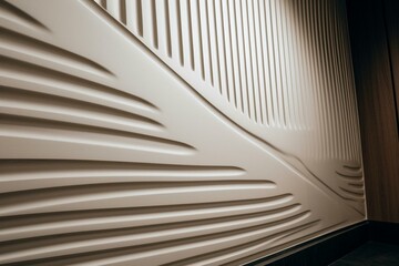Ribbed plastic wall panel in white made with wood-plastic composite material. Generative AI