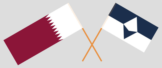 Crossed flags of Qatar and Antarctica. Official colors. Correct proportion