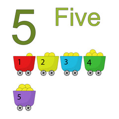 colorful number five and carts