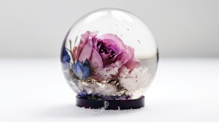 beautiful flowers enclosed in a glass sphere