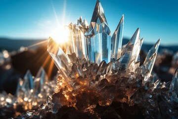 Holy sky viewed through stunning crystal. AI generative