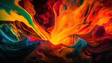 Abstract colorful wallpaper. Fluid art 3d background. AI