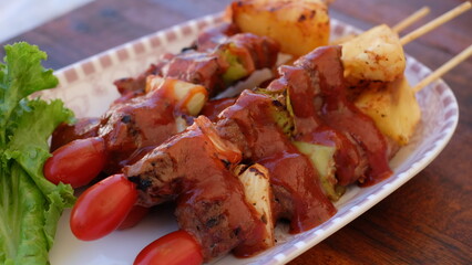 Grilled Barbeque serve with lettuce