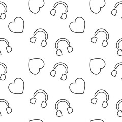 Heart and Headphones Seamless Vector Pattern