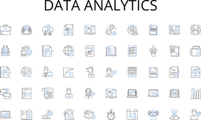 Data Analytics line icons collection. Survival, Purpose, Consciousness, Identity, Evolution, Meaning, Experience vector and linear illustration. Perception,Time,Memory outline signs set Generative AI