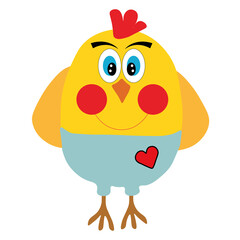 funny cartoon chicken on a transparent background