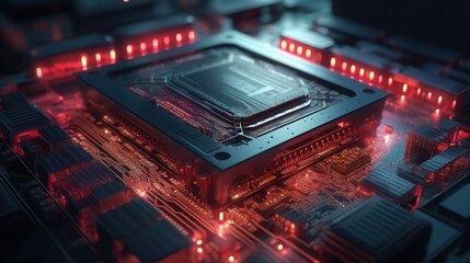 Fototapeta premium 3d rendering of abstract technology concept background. Futuristic circuit board.Generative Ai