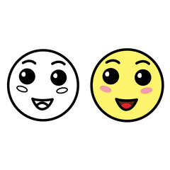 Joyful Cute Icons. Cartoon Vector Icons. Emotion Face