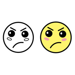 Dissatisfied Face Emotions. Cartoon Cute Vector Icons for Design