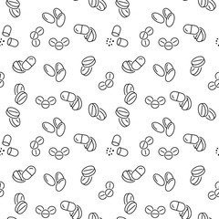 Various Medications and Pills Seamless Pattern for Printing and Wrapping