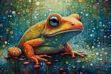 Psychodelic Frog in Dot Matrix using Generative AI