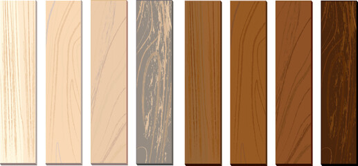 看板や表示板に活用できる様々な品種・色による木製平板イラスト素材
