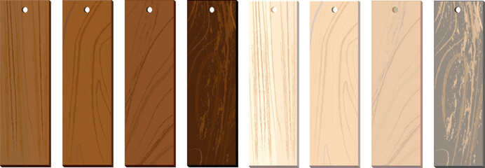 看板や表示板に活用できる様々な品種・色による木製平板イラスト素材