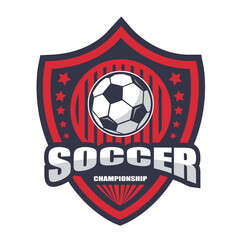 Illustration of red soccer logo.It's for winner concept