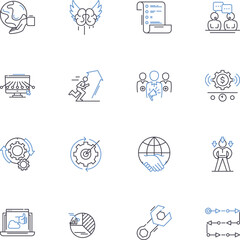 Talent cultivation line icons collection. Development, Training, Learning, Education, Skills, Growth, Nurturing vector and linear illustration. Advancement,Innovation,Expertise outline Generative AI