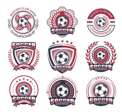Collection of soccer logo set.Soccer attack concept
