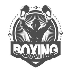 Collection of black and white boxing logo set.It's for champion concept