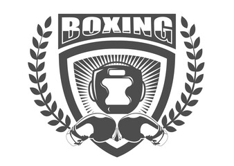 Collection of black and white boxing logo set.It's for training concept