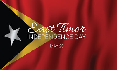 East Timor Independence Day design. It features a lettering over East Timor's waving flag. Vector illustration